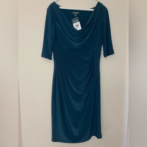 Green formal dress with half sleeves, new with tags on